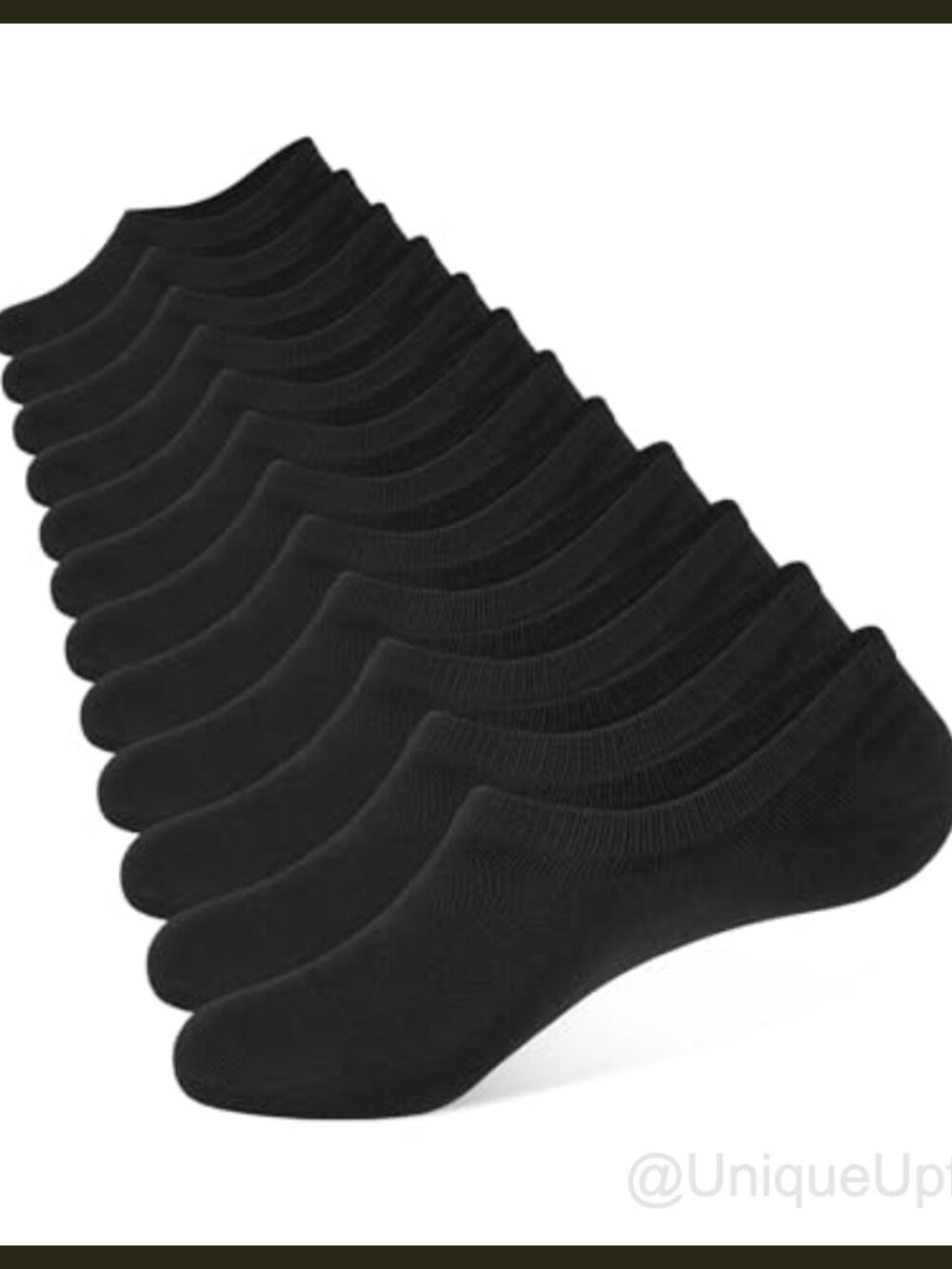 Unisex No Show Socks 6 Pairs Cotton Thin Low Cut Liner Silicone Heel Grip Black